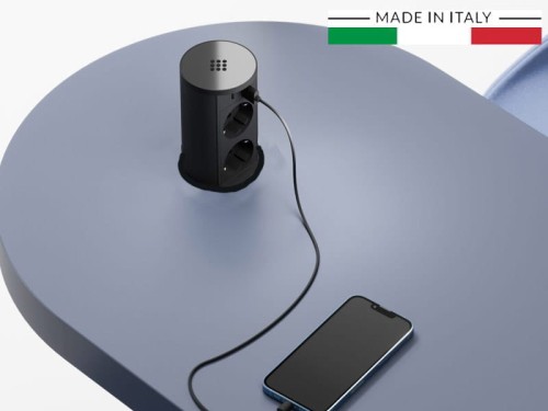 ASA VERSALIFT ROUND czarne gniazdo wysuwne 2x230V + USB A/C + indukcja