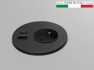 ASA VERSASPOT czarne gniazdo wpuszczane 1x230V + USB A/C