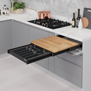 Deska (STX) do krojenia z szufladą na sztućce 600 Antracyt