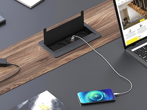 Gniazdo INBOX czarny 2x230V + USB A/C + RJ45 + HDMI