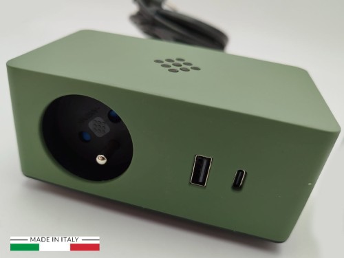 ASA VERSAQ zielone gniazdo nablatowe 1x230V + USB A/C + indukcja