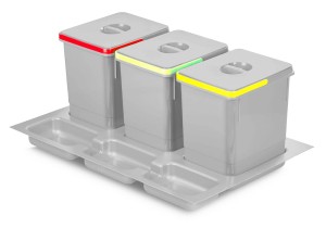 Kosz wstawiany do szuflady "80" (IQL) 3x15L Szary