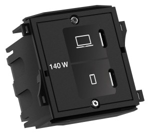 BACHMANN moduł USB C/C/C 140W czarny RAL9005