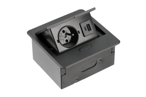 GTV- Gniazdo meblowe AVARO Czarne 230V + USB A/C