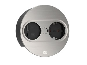 BACHMANN TWIST 2 ROUND PUSH gniazdo zasilające 1x230V Schuko + 1xUSB(A+C) INOX