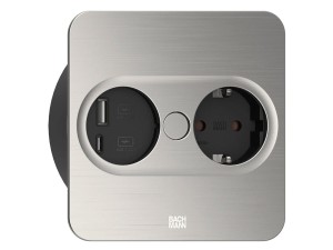 BACHMANN TWIST 2 SQUARE PUSH gniazdo zasilające 1x230V Schuko + 1xUSB(A+C) INOX