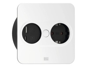 BACHMANN TWIST 2 SQUARE PUSH gniazdo zasilające 1x230V Schuko + 1xUSB(A+C) BIAŁY