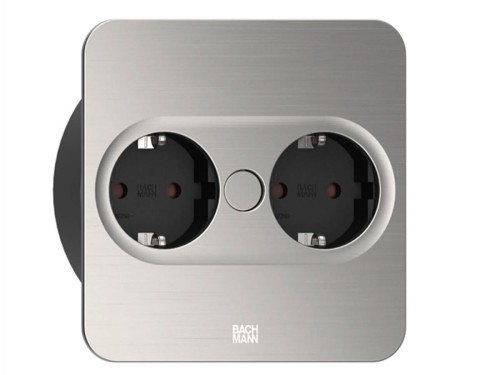 BACHMANN TWIST 2 SQUARE PUSH gniazdo zasilające 2x230V Schuko INOX