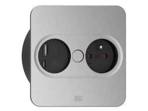 BACHMANN TWIST 2 SQUARE PUSH gniazdo zasilające 1x230V + 1xUSB(A+C) SREBRNY