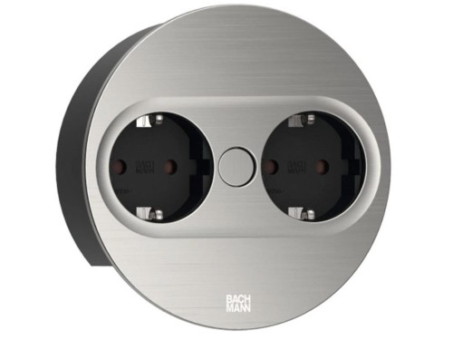 BACHMANN TWIST 2 ROUND PUSH gniazdo zasilające 2x230V Schuko INOX