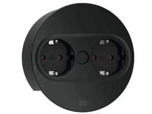 BACHMANN TWIST 2 ROUND PUSH gniazdo zasilające 2x230V Schuko CZARNY