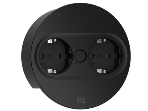 BACHMANN TWIST 2 ROUND PUSH gniazdo zasilające 2x230V Schuko CZARNY