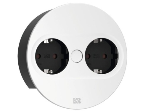 BACHMANN TWIST 2 ROUND PUSH gniazdo zasilające 2x230V Schuko BIAŁY