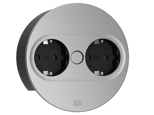 BACHMANN TWIST 2 ROUND PUSH gniazdo zasilające 2x230V Schuko SREBRNY