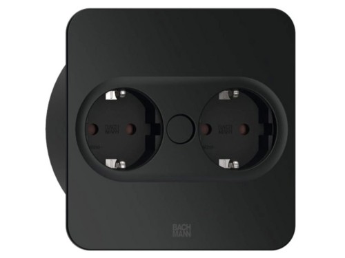 BACHMANN TWIST 2 SQUARE PUSH gniazdo zasilające 2x230V Schuko CZARNY