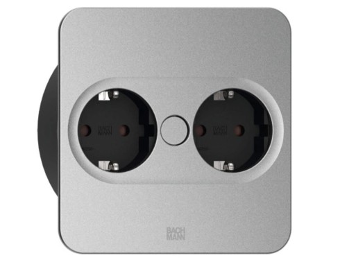BACHMANN TWIST 2 SQUARE PUSH gniazdo zasilające 2x230V Schuko SREBRNY