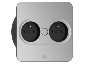 BACHMANN TWIST 2 SQUARE PUSH gniazdo zasilające 2x230V SREBRNY