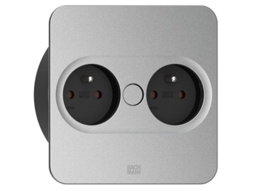 BACHMANN TWIST 2 SQUARE PUSH gniazdo zasilające 2x230V SREBRNY