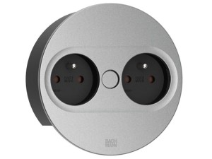 BACHMANN TWIST 2 ROUND PUSH gniazdo zasilające 2x230V SREBRNY