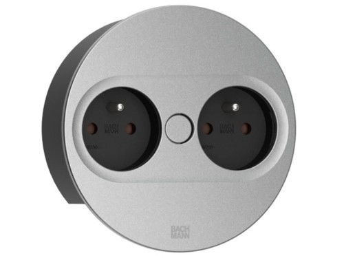 BACHMANN TWIST 2 ROUND PUSH gniazdo zasilające 2x230V SREBRNY