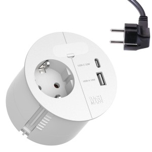 BACHMANN LOOP IN CHARGE gniazdo zasilające 230V Schuko + USB A/C 22W BIAŁY 