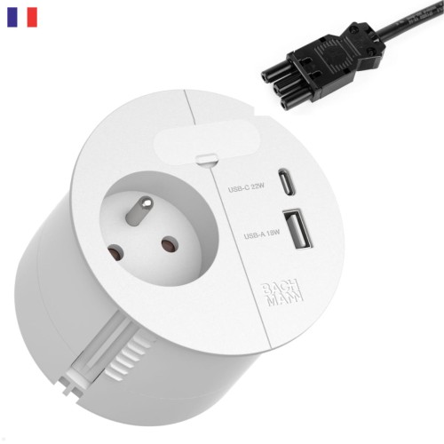 BACHMANN LOOP IN CHARGE gniazdo zasilające 230V + USB A/C 22W BIAŁY  GST18 