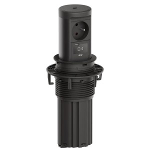 BACHMANN ELEVATOR 2 gniazdo zasilające 1x230V + USB C 45W +QI2 CZARNY