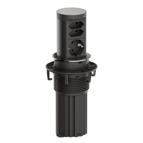 BACHMANN ELEVATOR 2 1xSchuko + 2xEuro kolor stali szlachetnej