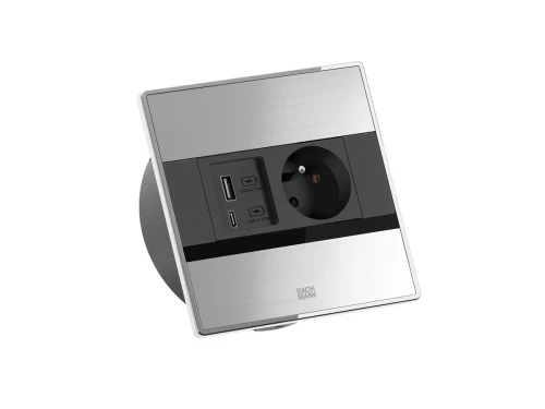 BACHMANN SENSE 1xUTE + 1xUSB A/C kolor stal szlachetna