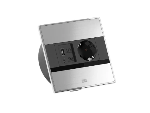 BACHMANN SENSE 1xSchuko + 1xUSB A/C kolor stal szlachetna