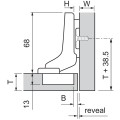 BLUM-zawias CLIP TOP (15) - 71T3750 drzwi wpuszczane 110°