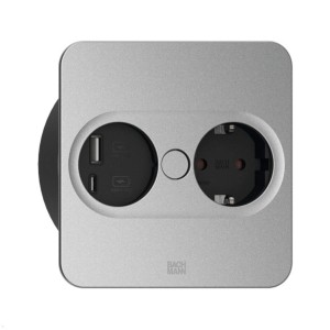 BACHMANN TWIST 2 SQUARE PUSH gniazdo zasilające 1x230V Schuko + 1xUSB(A+C) SREBRNY