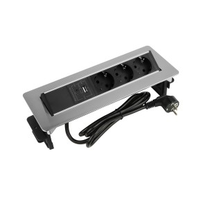 DL- gniazdo FLIXBOX stal drapana 3x230V Schuko + USB A/C