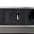 DL- gniazdo FLIXBOX stal drapana 3x230V Schuko + USB A/C
