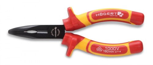 HOGERT-Szczypce wydłużone wygięte 160mm 1000V,CrNi