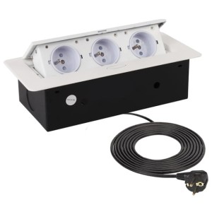 Gniazdo wpuszczane KBOX 3x230 UTE Biały przewód 3m