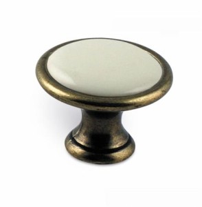 Uchwyt SIRO gałka (1700-29 PF21 ZN48) stary mosiądz / porcelana