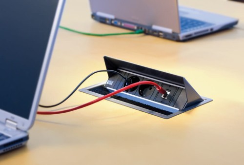 BACHMANN CONI listwa zasilająca 2x230V + RJ45 + obudowa SREBRNA 3 modułowa