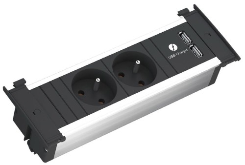 BACHMANN KAPSA listwa zasilająca 2x230V + 1xUSB(A+A) ładowarka