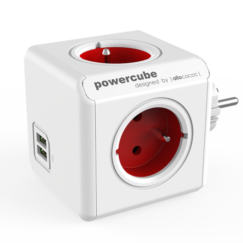 PowerCube rozgałęźnik  z USB gn. czerwone