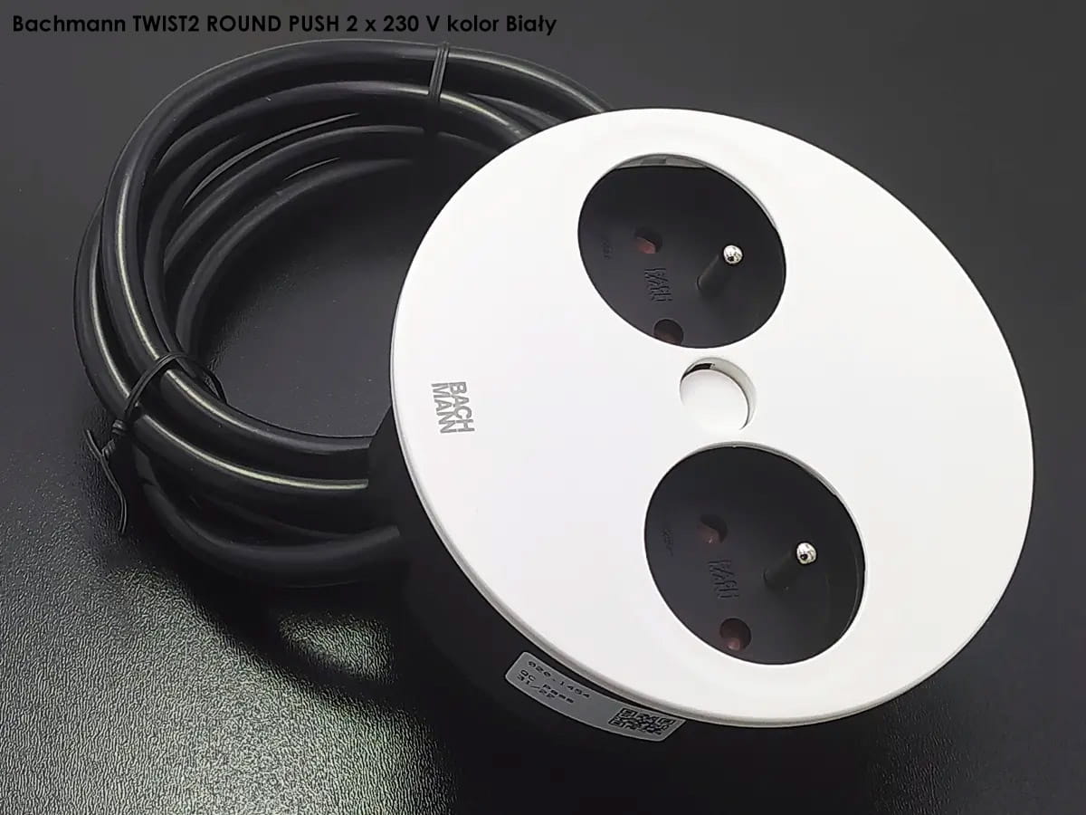 BACHMANN TWIST 2 ROUND PUSH gniazdo zasilające 2x230V BIAŁY - DAC TER